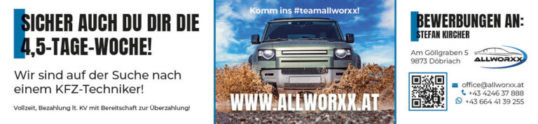 Bewirb dich als KFZ-Techniker bei Allworxx in Döbriach am Millstätter See.